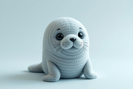 Cute plush baby seal imageの素材