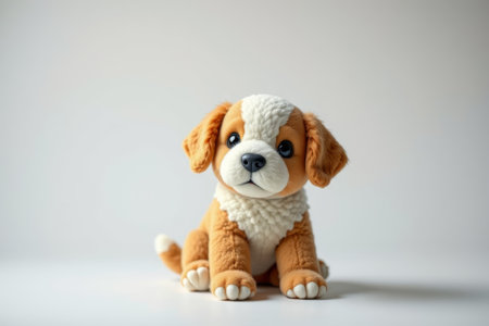Cute plush puppy doll still life close-upの素材