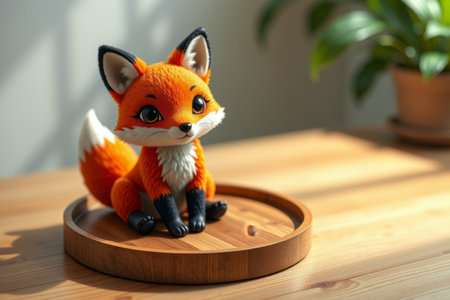 Cute fox doll on the desktopの素材