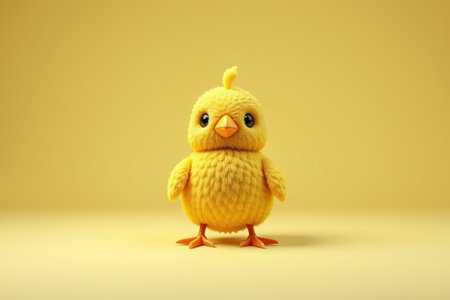 Yellow cartoon chicken standing upの素材