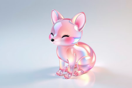 Pink transparent fox animation imageの素材