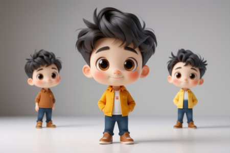 Cartoon boy multi-view image displayの素材