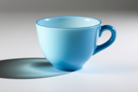 Close-up of blue ceramic cupの素材