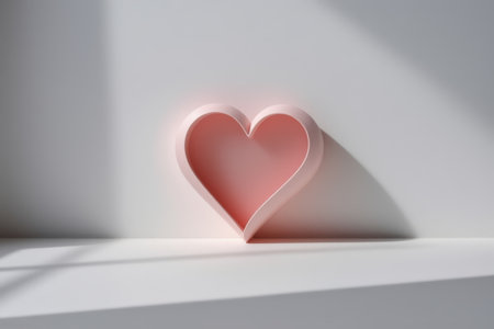 Heart-shaped three-dimensional decoration on white backgroundの素材