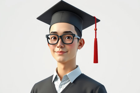 Portrait of a graduate student wearing a bachelor's capの素材