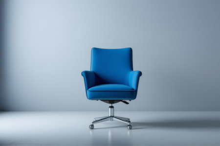 Close-up of modern blue office chairの素材