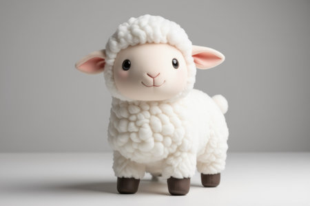 Close up of cute white sheep dollの素材