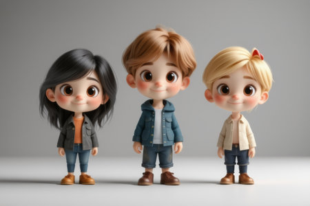 Three cartoon child character imagesの素材