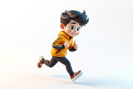 Running cartoon little boy image materialの素材