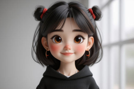 Cute cartoon little girl bustの素材