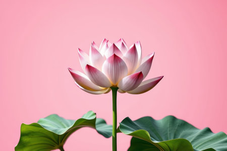 Lotus flowers in bloom on a pink backgroundの素材