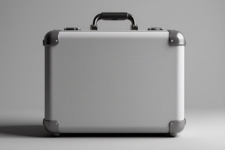 Close up of silver business suitcaseの素材