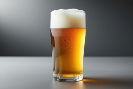 Foamy beer overflowing from the glassの素材