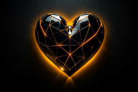 Black geometric heart pattern materialの素材