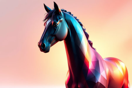 Gradient background polygonal style horse imageの素材
