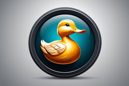 Cartoon duck in circular iconの素材