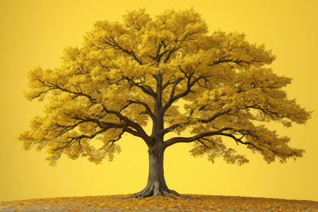 Golden trees on a yellow backgroundの素材