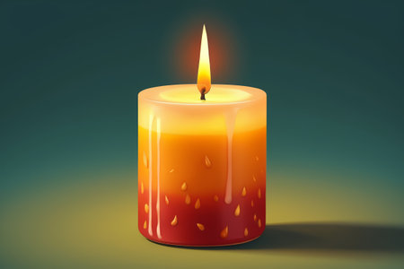 Close-up of a burning cylindrical candleの素材