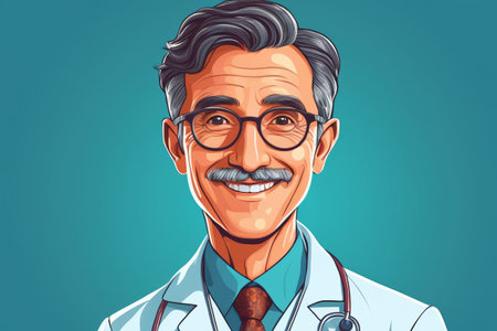 Portrait illustration of smiling male doctorの素材