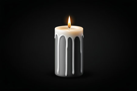 Close-up of a burning cylindrical candleの素材