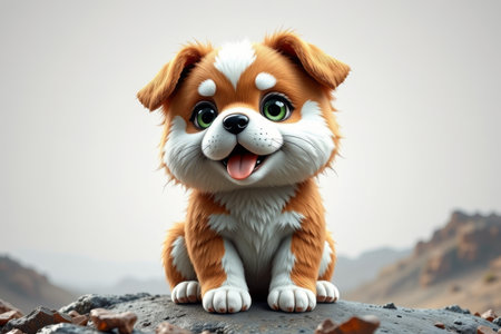 Cute cartoon puppy close-upの素材