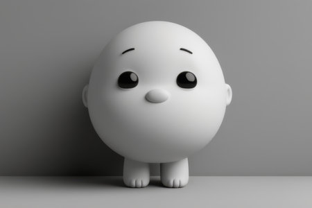 Cute cartoon spherical character imageの素材