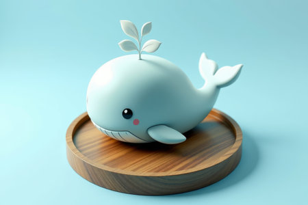 Light blue cartoon whale ornament still lifeの素材