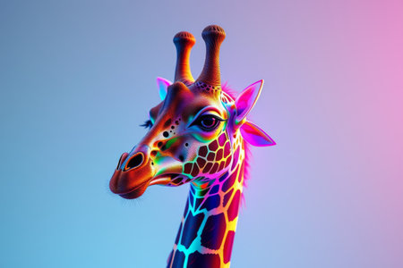 Close-up of a colorful giraffeの素材