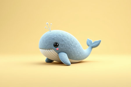 Close up of blue cartoon whale dollの素材