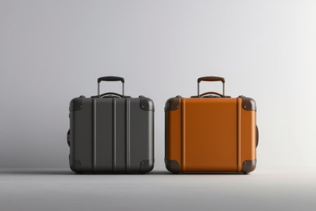Two stylish suitcases on displayの素材