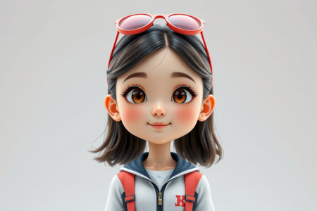 Cartoon girl with sunglassesの素材