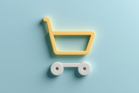 Shopping cart icon on a simple backgroundの素材