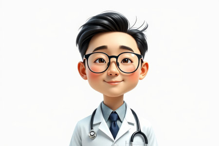 Cartoon male doctor positive imageの素材