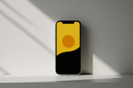 Smartphones placed against the wallの素材