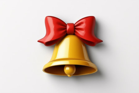 Golden bell with red bowの素材