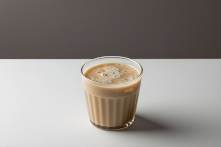 Close-up of a brown drink in a glassの素材