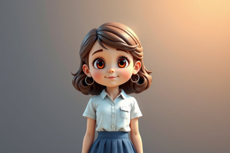 3D cartoon girl bustの素材