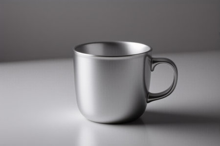 Close-up of a still life in a silver mugの素材