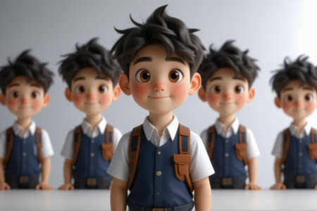 Cartoon group image of little boysの素材
