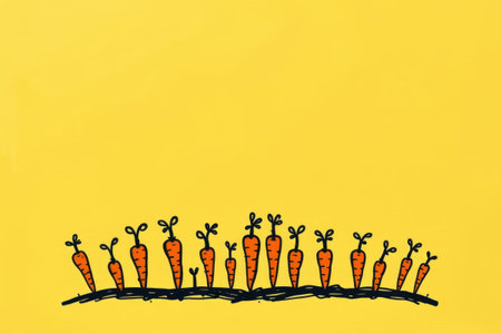 Hand-painted carrots on a yellow backgroundの素材