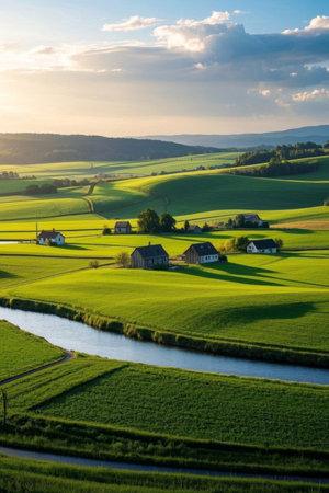 Rural scenery amidst idyllic sceneryの素材