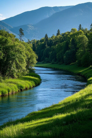 Mountain River Forest Natural Sceneryの素材