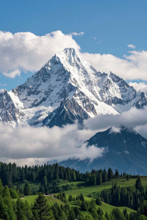 Snow Mountain Forest Natural Scenery and Beautiful Sceneryの素材