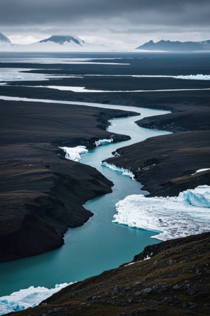 Iceland's glacial rivers and natural sceneryの素材