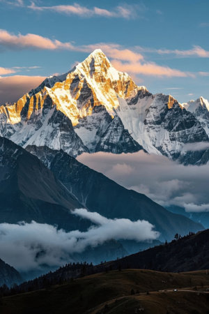 Panoramic view of Snow Mountain natureの素材