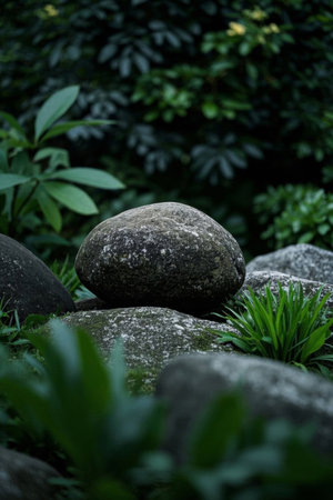 Close-up of stones in the grassの素材