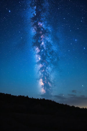 The Milky Way and forest landscape under the night skyの素材