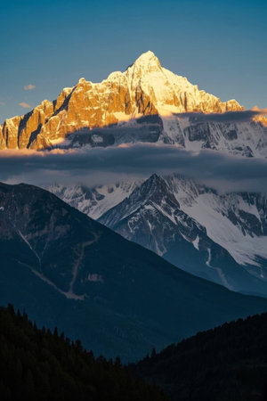 Panoramic view of Snow Mountain natureの素材