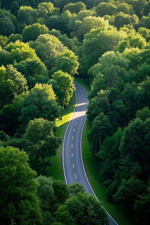 Winding roads in the forestの素材
