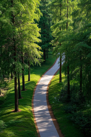 Winding forest paths and natural sceneryの素材